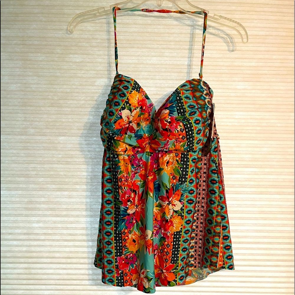 NWT Women’s La Blanca floral tankini top size 14